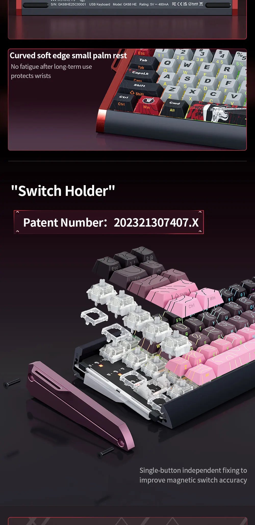 ⌨️ Skyloong GK61/GK68 HE – Teclado Mecânico Magnético Low Profile 8KHz RGB