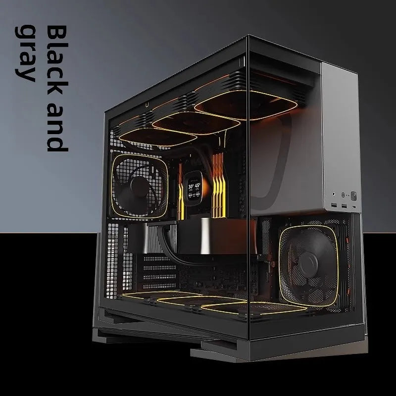 Gaming Case Model 5 with 2K Secondary Screen – EATX, Tempered Glass, Water Cooler Support