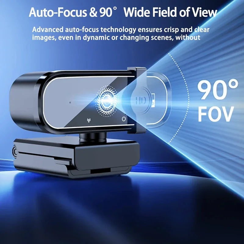 Webcam 4K HD com Microfone – Autofocus Ultra Nítido
