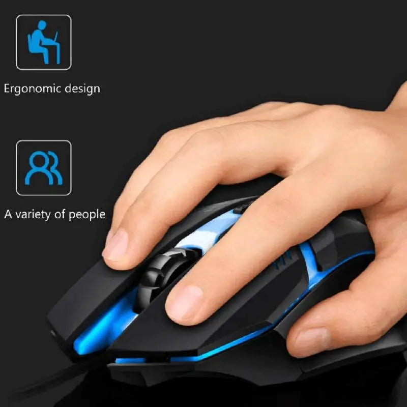 🖱️ SMAILWOLF 2025 Ergonomic Gaming Mouse – RGB Backlit 4-Button 🌈🎮💻