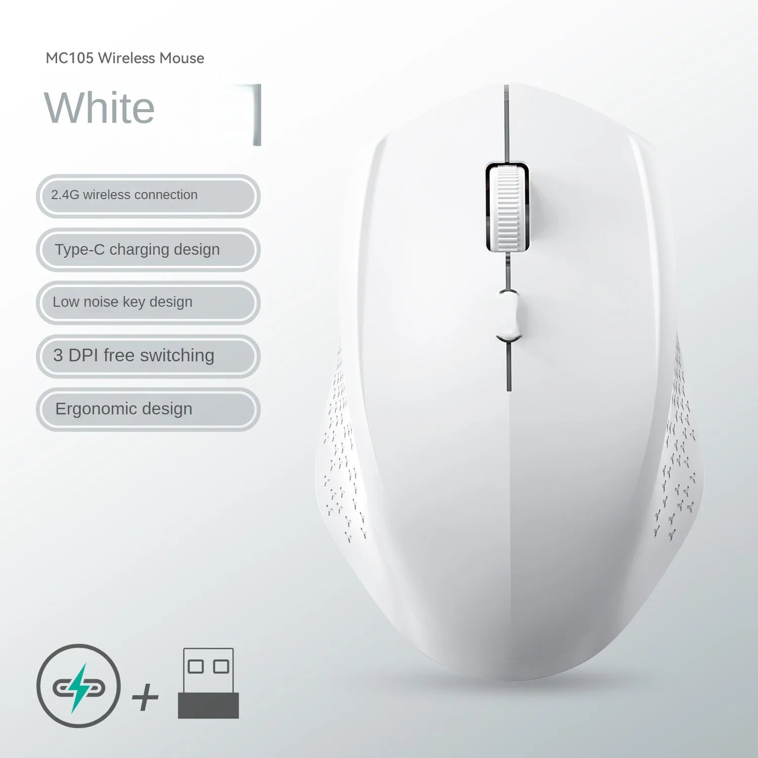 Mouse Bluetooth 5.2 + 2.4G Sem Fio Recarregável,