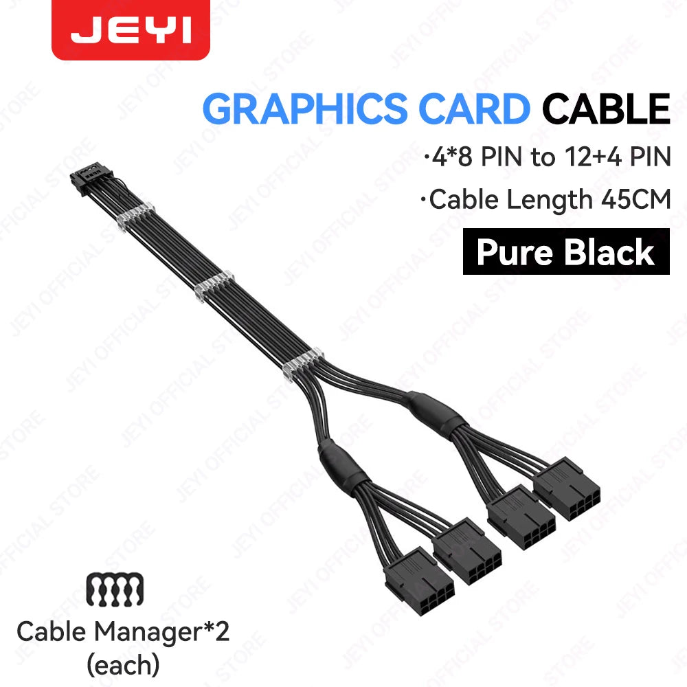 JEYI PSU Extension Cable Kit – 24Pin ATX + 8Pin EPS + 6 + 2Pin PCIe 