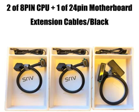 AIJS ATX 24PIN Extension Cable, ARGB PC Cable with 5V 3Pin,18AWG 90 Degree Right-Angle Design Male-to-Female Connectors