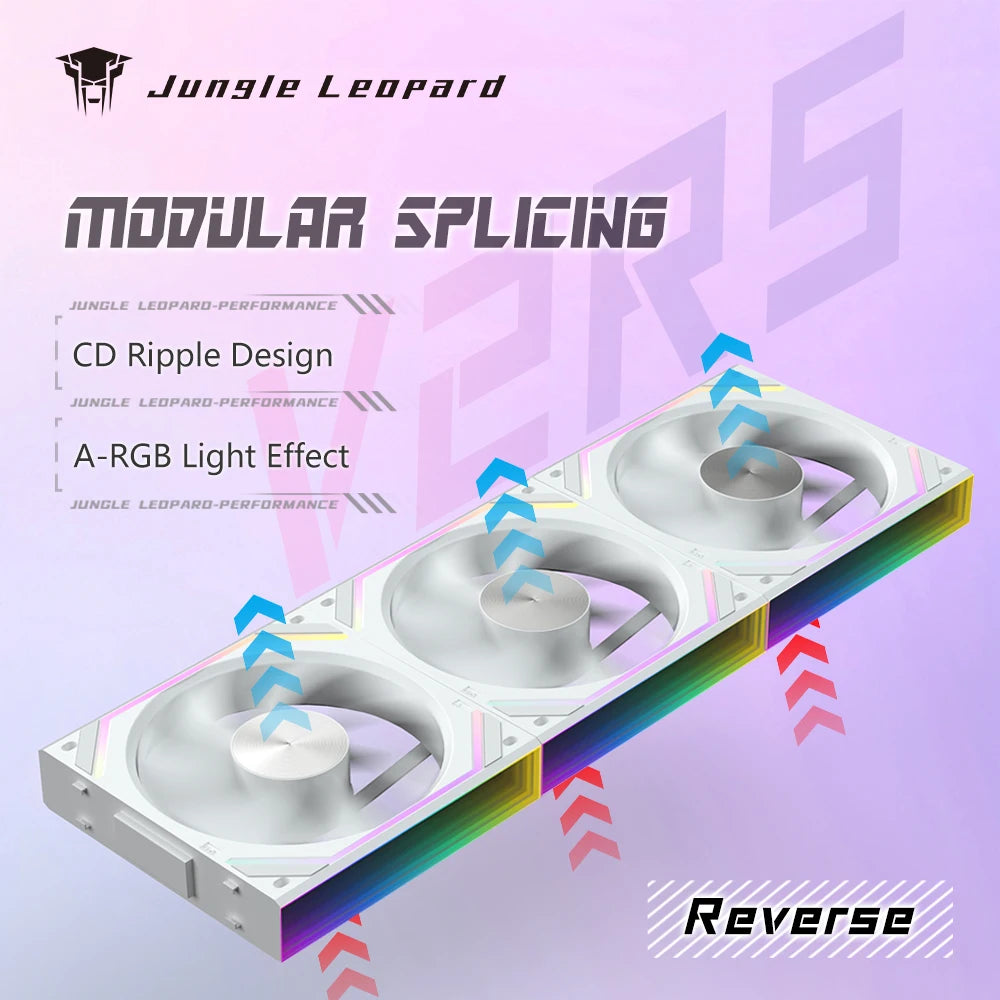 🔥 Jungle Leopard Interstellar V2RS – Kit 3x Ventoinhas ARGB 120mm 🔥
