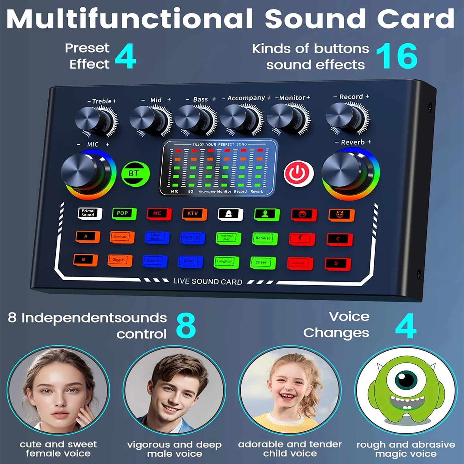 F009 Live Sound Card + Microfone BM800