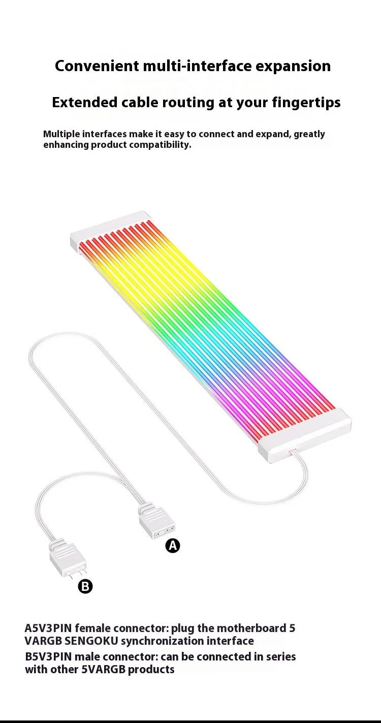 Cabo de Extensão de Energia com Iluminação A-RGB TEUCER 5V 3Pin