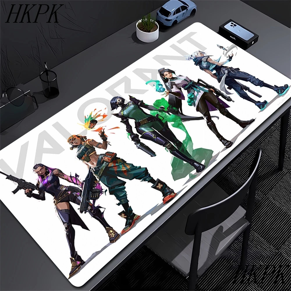 Mouse Pad Gamer Valorant XXL 90x40cm | Tapete Gaming Extended com Bordas Costuradas | Base Borracha Natural Antiderrapante | Superfície HD Impermeável | Compatível Óptico e Laser | Teclado e Mouse