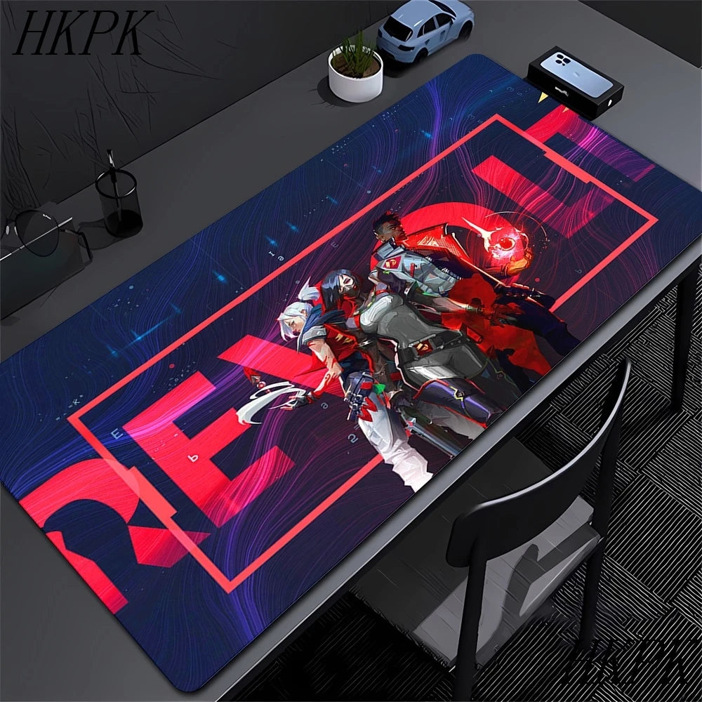 Mouse Pad Gamer Valorant XXL 90x40cm | Tapete Gaming Extended com Bordas Costuradas | Base Borracha Natural Antiderrapante | Superfície HD Impermeável | Compatível Óptico e Laser | Teclado e Mouse