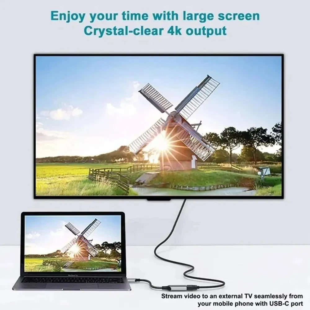 Cabo USB-C para HDMI 8K/4K 60Hz — Liga o Teu Ecrã ao Próximo Nível 🎮🖥️