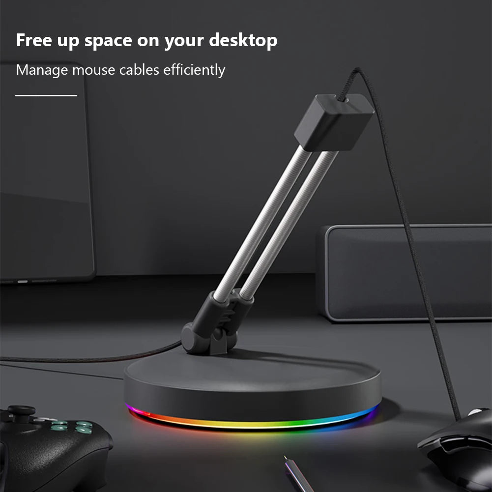 🖱️🌈 RGB Mouse Bungee – Suporte de Cabo com Iluminação Gamer e Base Antiderrapante 🌈🖱️