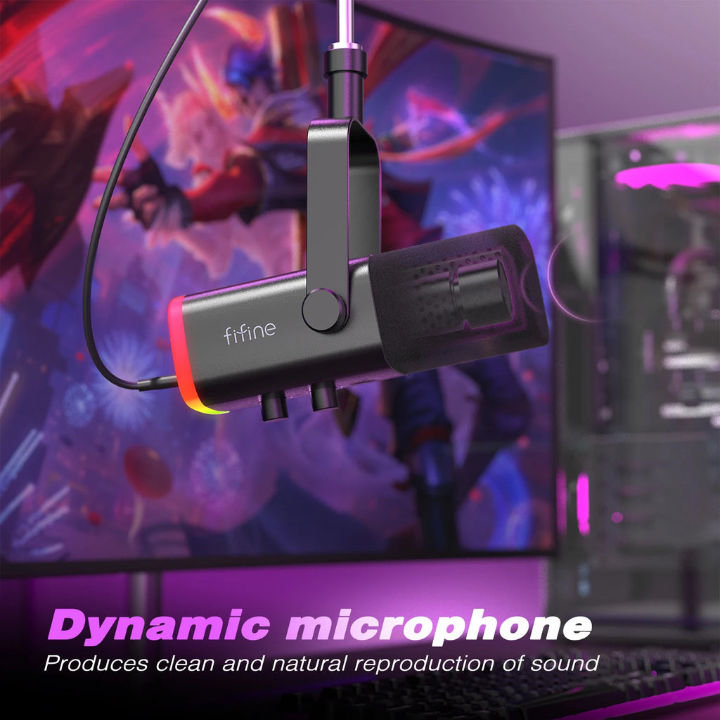 🎙️ FIFINE AM8 Dynamic Microphone – Som Profissional para Jogos, Streaming e Estúdio