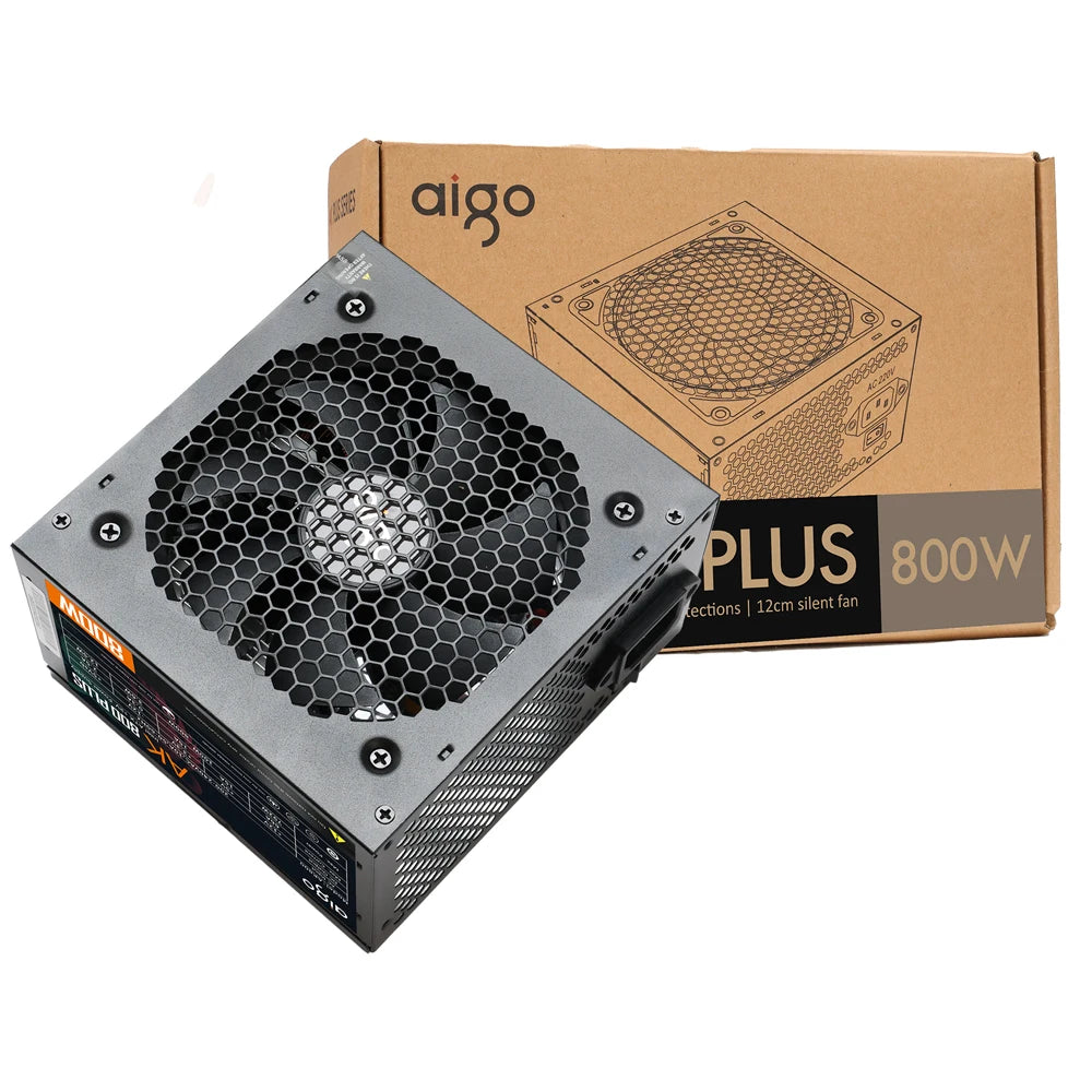 ⚡ Aigo AK800 – Fonte ATX 800W | Gamer | RGB | Silenciosa | 24PIN | PC Desktop / Server / BTC ⚡