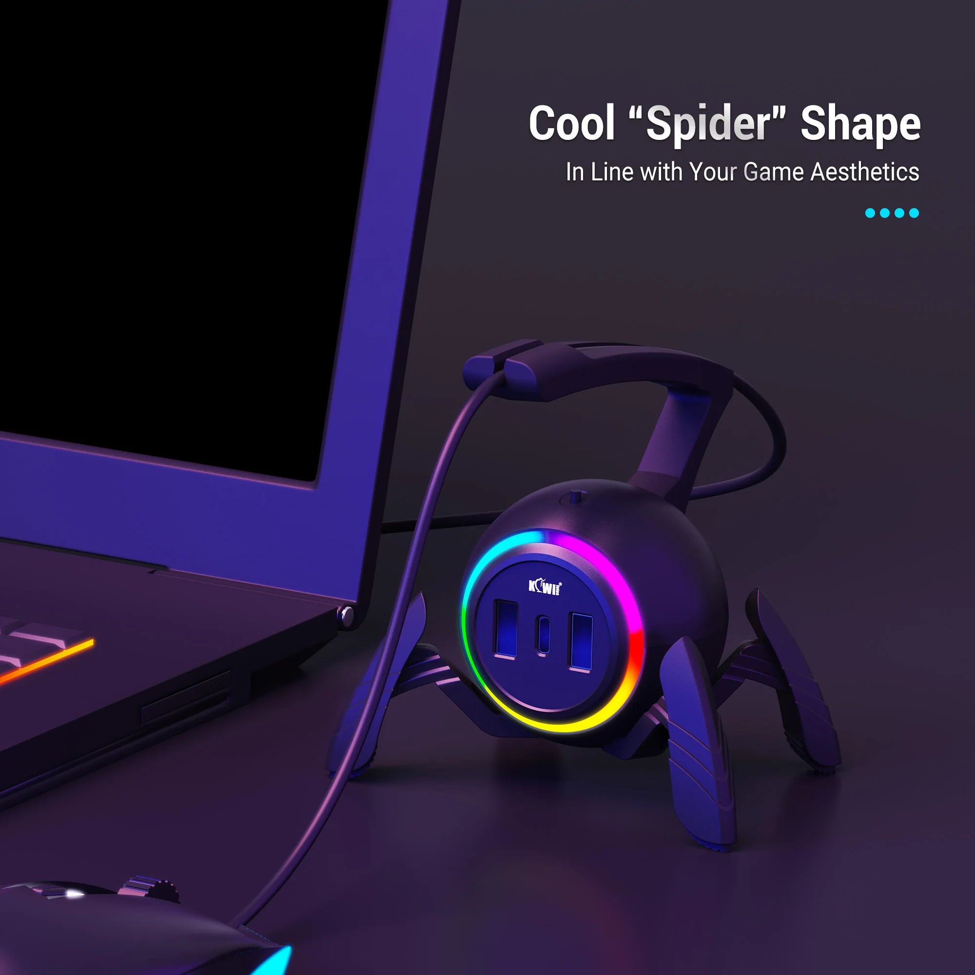 🕷️🖱️ Mouse Bungee Gamer RGB com Hub USB – Organização, Estilo e Precisão! 🖱️🕷️
