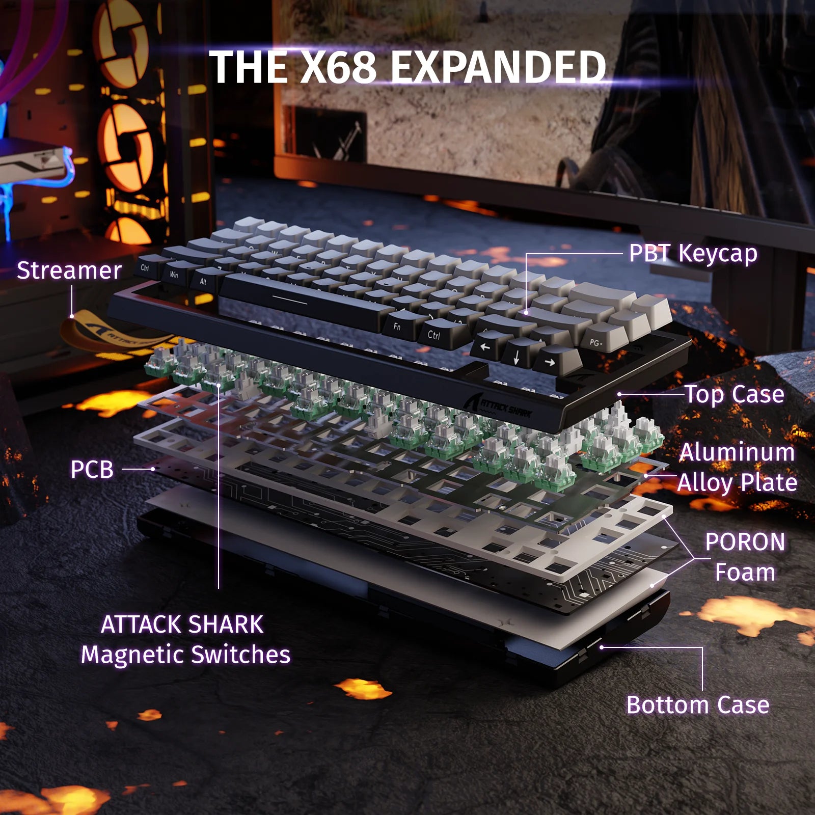 ATTACK SHARK X68 HE – O Teclado Magnético que Joga na Velocidade da Sua Mente