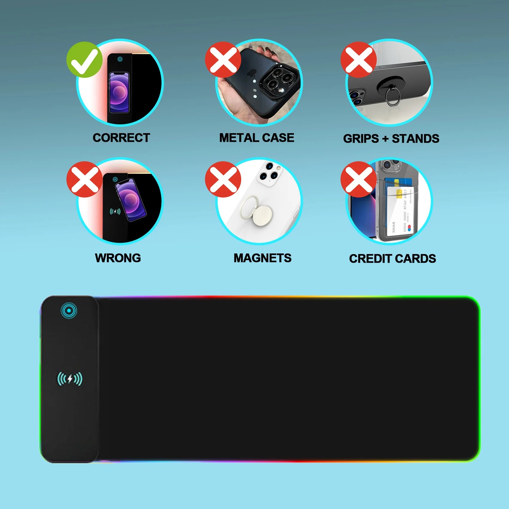 RGB Wireless Charging Gaming Mouse Pad – Performance + Estilo na tua Setup