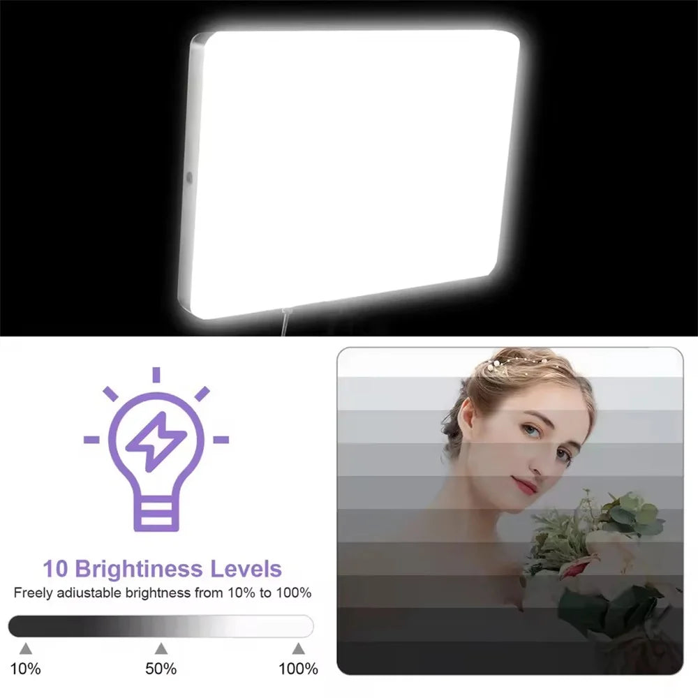 LED Video Light With Professional Tripod Stand Remote Control Dimmable Panel Lighting Photo Studio Live Photography Fill-in Lamp
