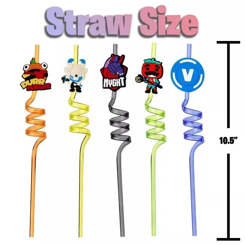 🥤 Kit 8 Canudos Fortnite Reutilizáveis – Diversão Garantida nas Festas! 🎮✨