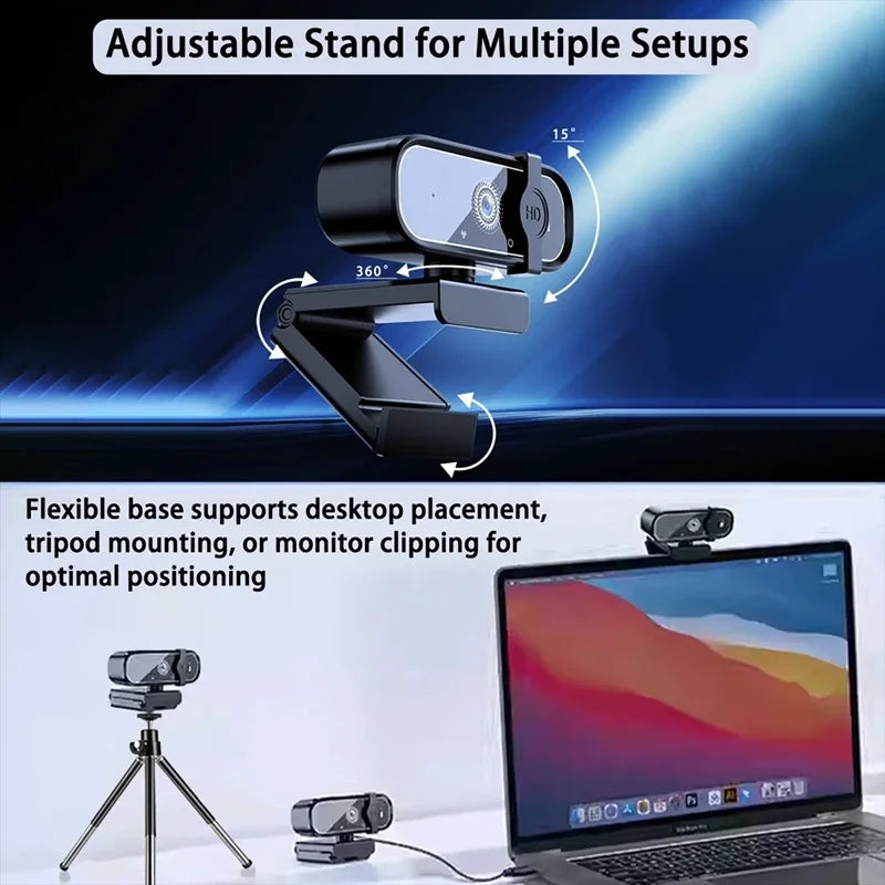 Webcam 4K HD com Microfone – Autofocus Ultra Nítido