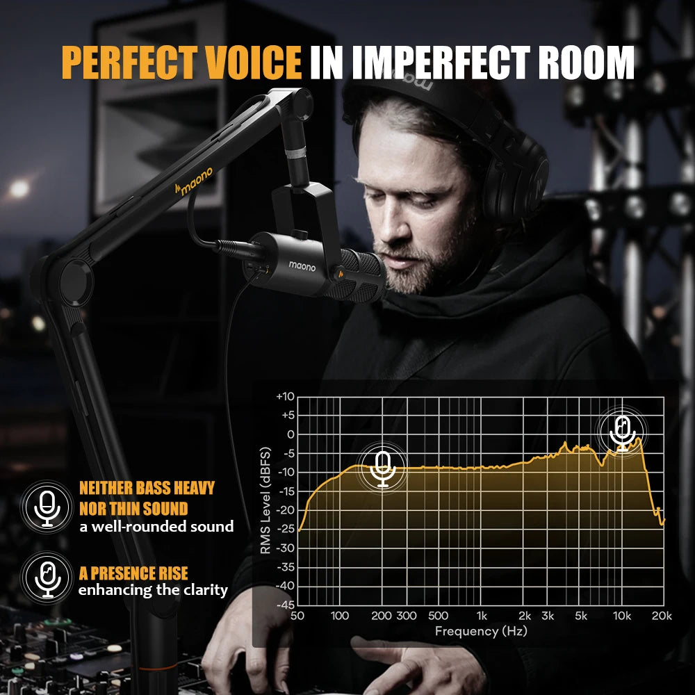 MAONO PD400X – Microfone Dinâmico USB/XLR Profissional para Podcast, Streaming e Gravação