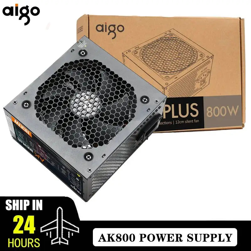 ⚡ Aigo AK800 – Fonte ATX 800W | Gamer | RGB | Silenciosa | 24PIN | PC Desktop / Server / BTC ⚡