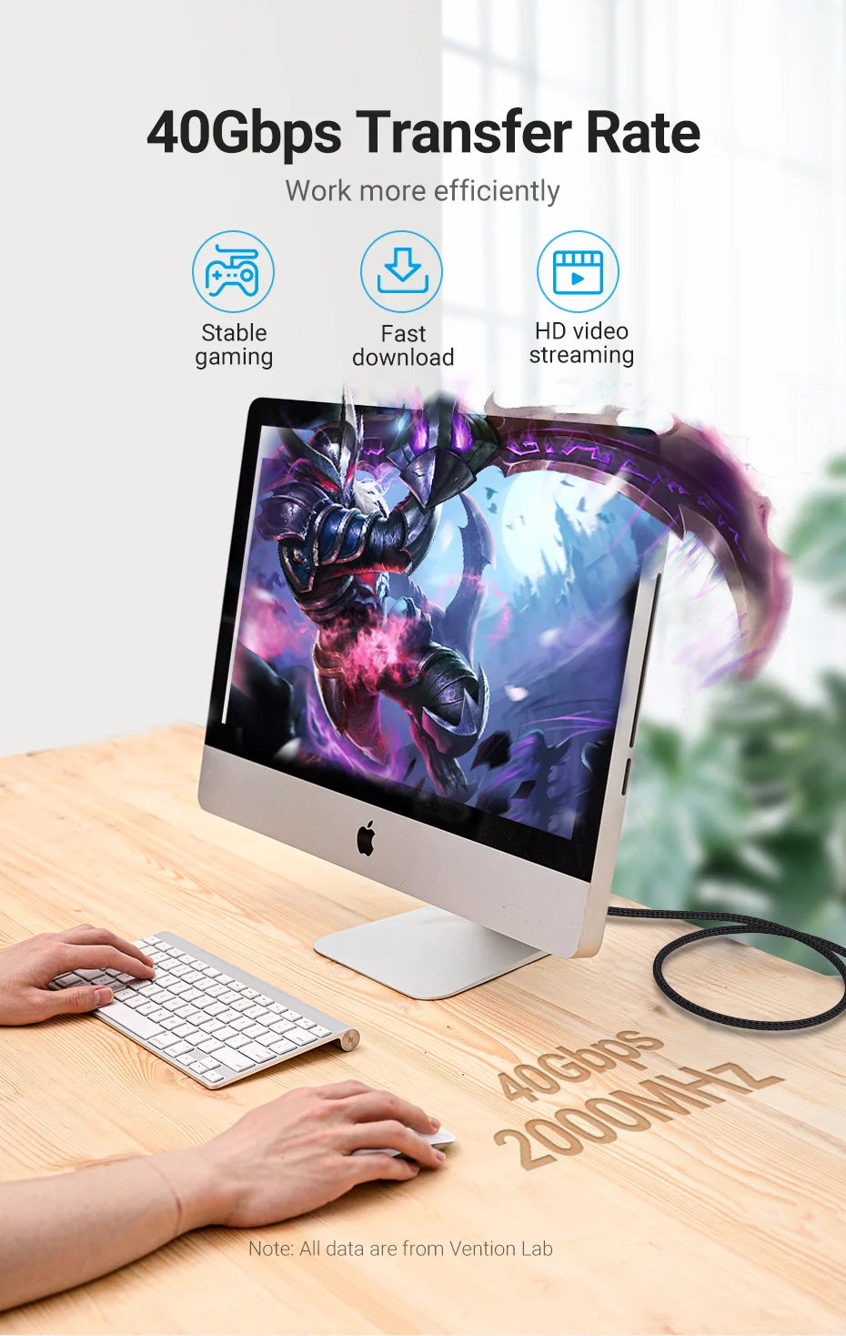 ⚡ Vention CAT8 Ethernet Cable – Velocidade Máxima e Estabilidade Profissional