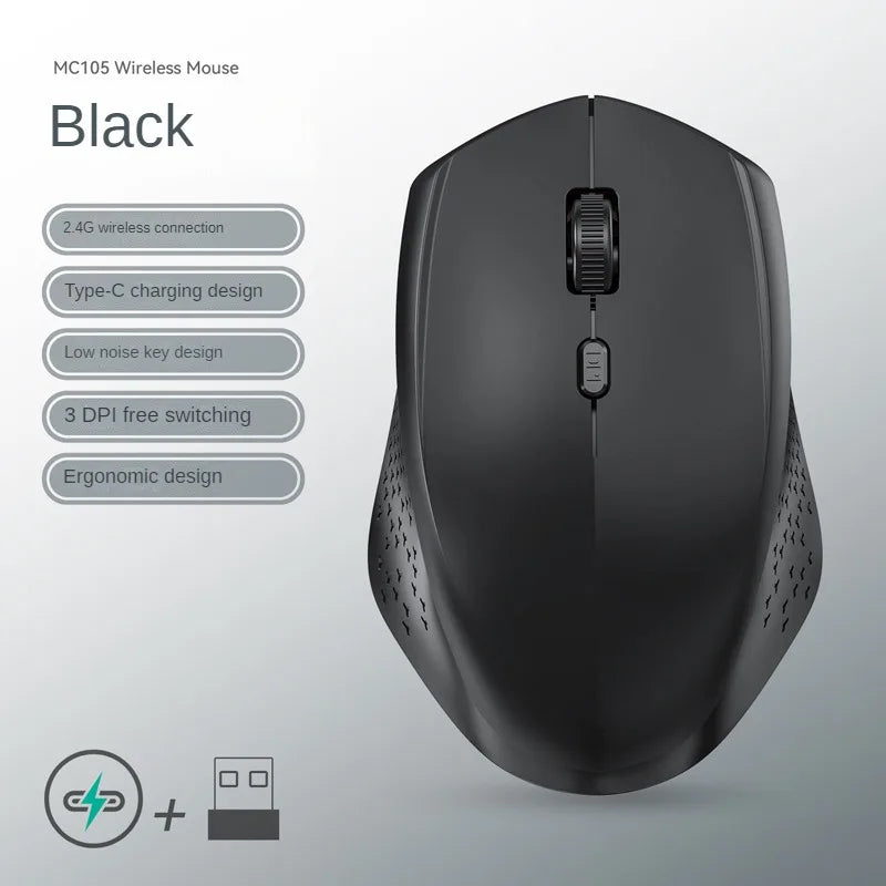 Mouse Bluetooth 5.2 + 2.4G Sem Fio Recarregável,