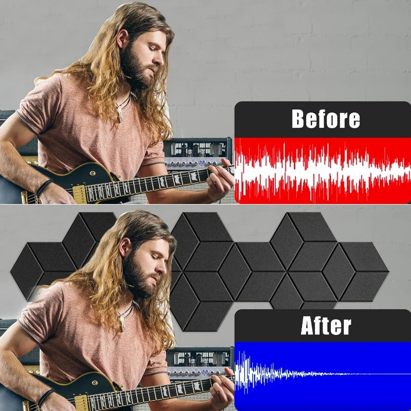 High-Density Self-Adhesive Acoustic Panels (12 pieces)